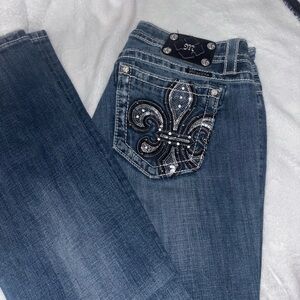 Miss Me Blue Boot Cut Jeans with Embellished Pocket